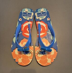 Kate Spade Blue Floral Flip Flops